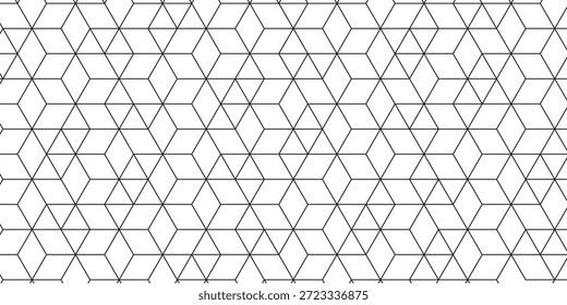 Un cautivador patrón geométrico abstracto monocromo con intrincados rombos y hexágonos entrelazados, creando una ilusión óptica 3D perfecta ideal para fondos modernos
