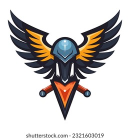 A captivating and mythical wings logo symbols vector clip art illustration, evoking a sense of mystery and power, suitable for gaming logos, fantasy novels, and entertainment brands