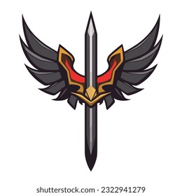 A captivating and mythical wings logo symbols vector clip art illustration, evoking a sense of mystery and power, suitable for gaming logos, fantasy novels, and entertainment brands