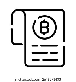 A captivating outline icon of bitcoin bill