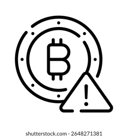 Um cativante ícone de esboço do alerta de falha do bitcoin