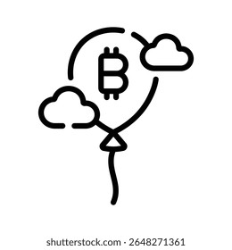 A captivating outline icon of bitcoin inflation balloon