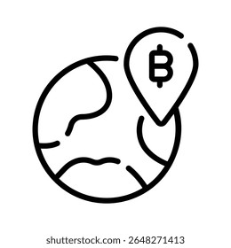 Um ícone de destaque cativante do marcador de localização do bitcoin