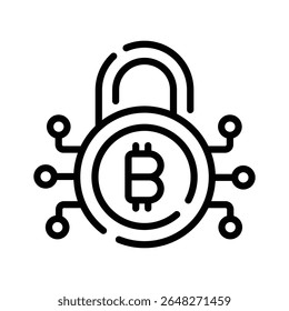 A captivating outline icon of bitcoin security lock