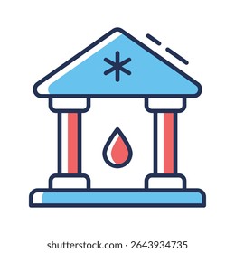 Un icono de contorno cautivador que representa el centro de donación de bancos de sangre