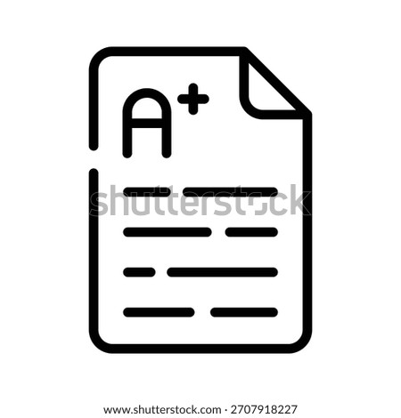 A captivating outline icon showing a grade exam paper