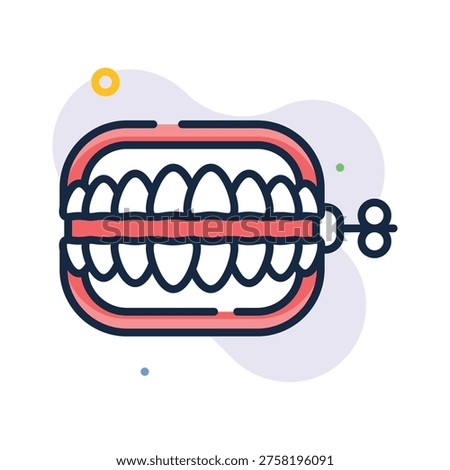 A captivating outline icon of wind up denture prank toy