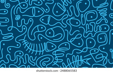 A captivating pattern of abstract shapes and lines that evoke the serene beauty of marine life.