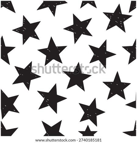 A captivating pattern of black stars scattered across a white background