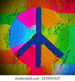 A captivating peace sign with a unique pattern of interlocking shapes and colors.