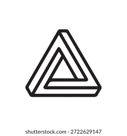 Captivating Penrose triangle icon representing visual paradoxes infinite loops and geometric impossibility perfect for abstract concepts.