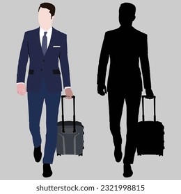 Captivating Portraits and Silhouettes of Smart Businessmen Going On with Purpose and Luggage.