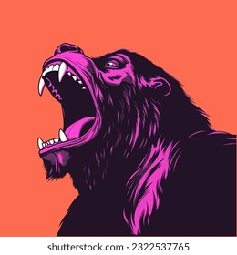 A captivating and powerful howling gorilla vector clip art illustration, showcasing the wild and untamed spirit of the jungle, perfect for primal and intense designs