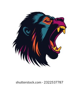 A captivating and powerful howling gorilla vector clip art illustration, showcasing the wild and untamed spirit of the jungle, perfect for primal and intense designs