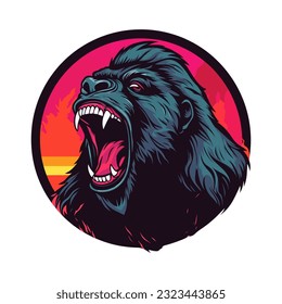 A captivating and powerful howling gorilla vector clip art illustration, showcasing the wild and untamed spirit of the jungle, perfect for primal and intense designs