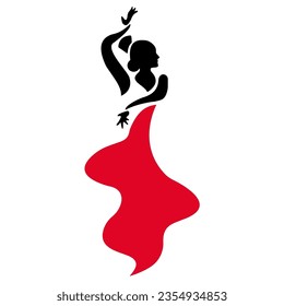 Captivating Red Elegance: Graceful Tango Dancer in a Striking Red Dress"