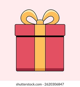 A captivating red gift box, elegantly adorned with a golden ribbon and bow, signifies the spirit of giving, perfect for holiday or any special celebration.