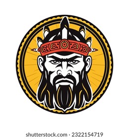 A captivating and regal Viking head vector clip art illustration, showcasing a majestic presence and a sense of honor, suitable for book covers, gaming logos, and historical presentations