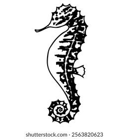 Captivating seahorse design highlighting undersea life for marine-themed art or decor. Vector illustration of Sea Horse on isolated background. Ocean sealife for clip art, label, packages, wallpaper