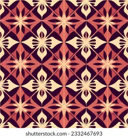 Captivating seamless pattern with a blend of red and beige, showcasing intricate geometric shapes inspired by art deco, perfect for stylish designs.