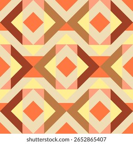 Um cativante padrão sem emenda com um design geométrico inspirado em tons de terra quente. Perfeito para têxteis de moda, impressões digitais e decoração com tema vintage.