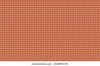 Um padrão sem emenda cativante com motivos circulares laranja-ferrugem entrelaçados com acentos brancos nítidos.