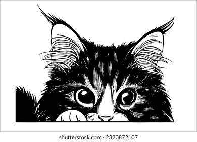Captivating Siberian cat capturing attention with an adorable peek. Their majestic appearance and hypoallergenic coat make them a popular choice. Perfect for your creative projects.