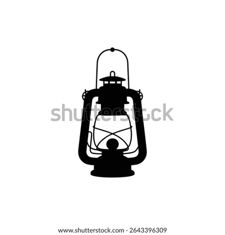Captivating silhouette of a black kerosene lantern showcasing its classic design. The vintage lamp's intricate details evoke nostalgia and historical charm.