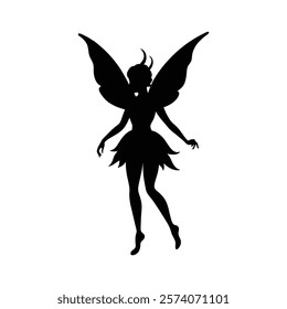 A captivating silhouette of a fairy, perfect for various design projects.