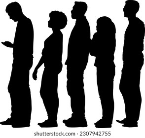 Captivating Silhouette of People Standing in Row: Inspiring Side Pose, Stunning Side Pose Silhouette of People in a Row: Aesthetic and Dynamic