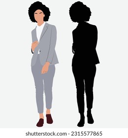 Captivating Silhouettes of an Adult Girl Standing Strong in the Business World.