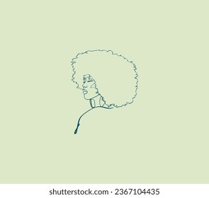 Captivating simplicity: Discover our one-line drawing of an Afro African girl. Art that speaks volumes.