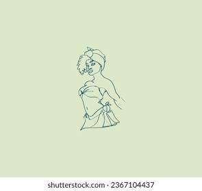 Captivating simplicity: Discover our one-line drawing of an Afro African girl. Art that speaks volumes.