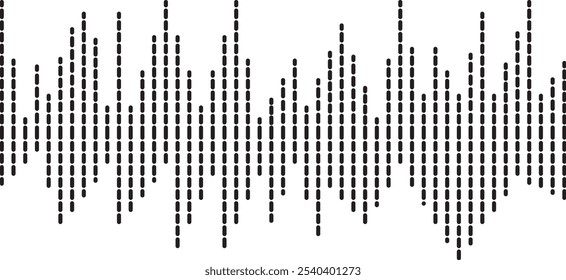 Captivating sound wave pattern with black dots on white background, perfect for tech, audio, and creative projects. 3D Illustration