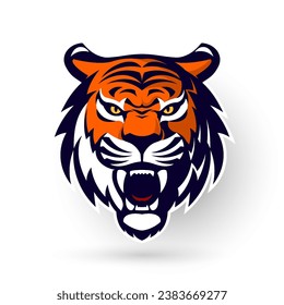 A captivating and strong image of a powerful tiger head with intricate details, perfect for brands seeking a white logo design