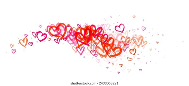 A captivating trail of hearts in shades of pink and red flows across the image, symbolizing love, affection, and celebration of romantic occasions.