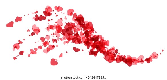 A captivating trail of hearts in shades of pink and red flows across the image, symbolizing love, affection, and celebration of romantic occasions.