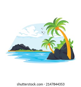 Captivating valley scene, mountains landscape flat design 

