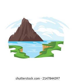 Captivating valley scene, mountains landscape flat design 

