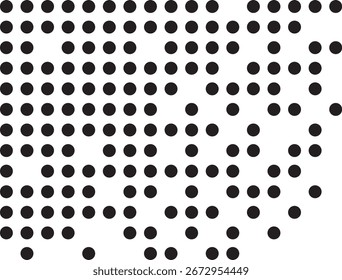 Um fundo de vetor cativante com um padrão geométrico de quadrados e pontos pretos espalhados aleatoriamente por um fundo branco limpo. Este design minimalista e moderno cria uma