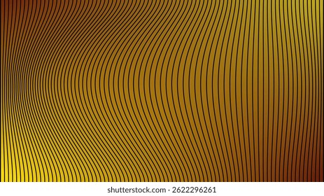 A captivating vector featuring fluid wavy lines set against a gradient background transitioning from deep brown to golden yellow.