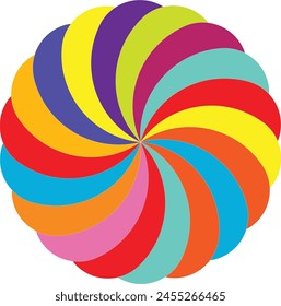 a captivating visual feast, characterized by a kaleidoscope of colors that form a swirling pattern reminiscent of a blooming flower or a whimsical pinwheel