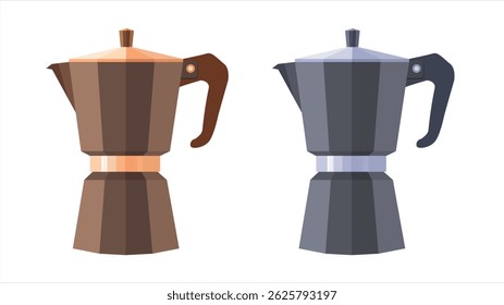 A Captivating Visual of Two Mocha Pots with Contrasting Warm and Cool Tones