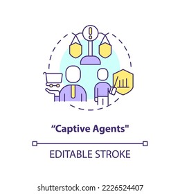 Captive agents concept icon. Insurance services seller. Company representative abstract idea thin line illustration. Isolated outline drawing. Editable stroke. Arial, Myriad Pro-Bold fonts used