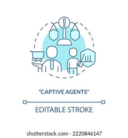 Captive agents turquoise concept icon. Insurance company seller. Provider abstract idea thin line illustration. Isolated outline drawing. Editable stroke. Arial, Myriad Pro-Bold fonts used