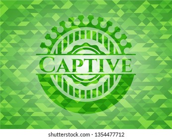 Captive green emblem with mosaic background