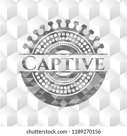 Captive grey emblem with cube white background