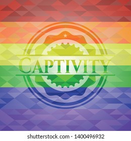 Captivity lgbt colors emblem. Vector Illustration. Mosaic.