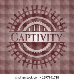 Captivity red geometric emblem. Seamless.