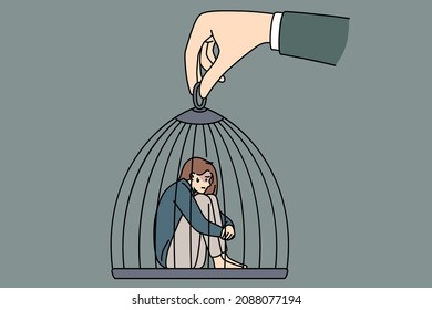 Captivity slavery and freedom concept